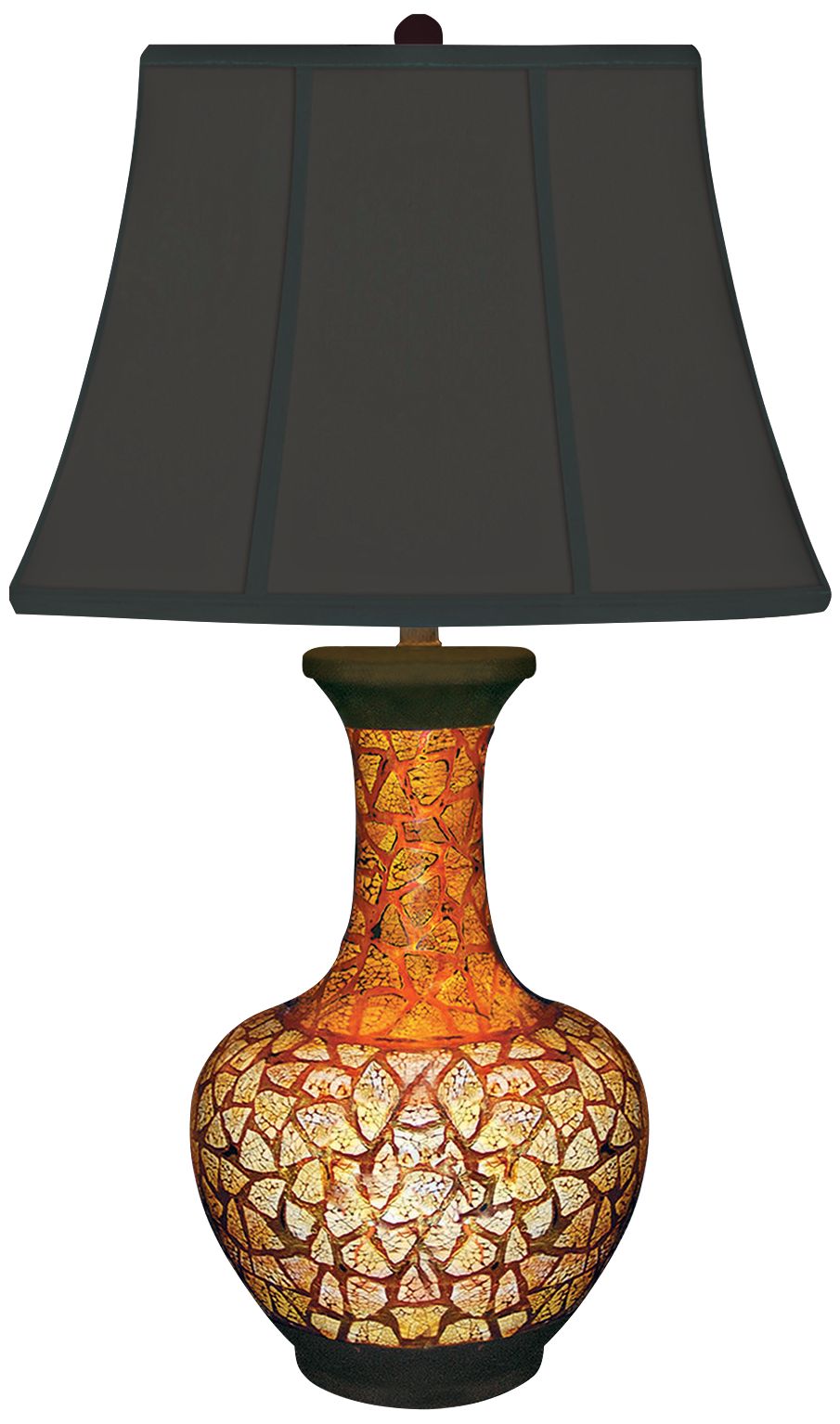 Eggshell Red and Black Porcelain Urn Table Lamp