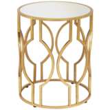 Fara 20&quot; Wide Gold and Mirrored Top Round End Table