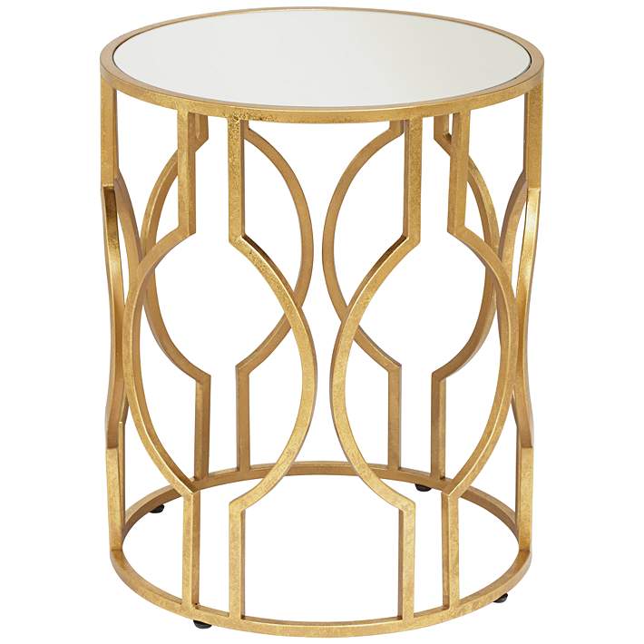 Mirrored Top Round End Table, Round End Table With Mirror Top