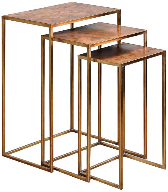 Copres 18" Wide Gold Leaf Iron 3-Piece Nesting Table Set