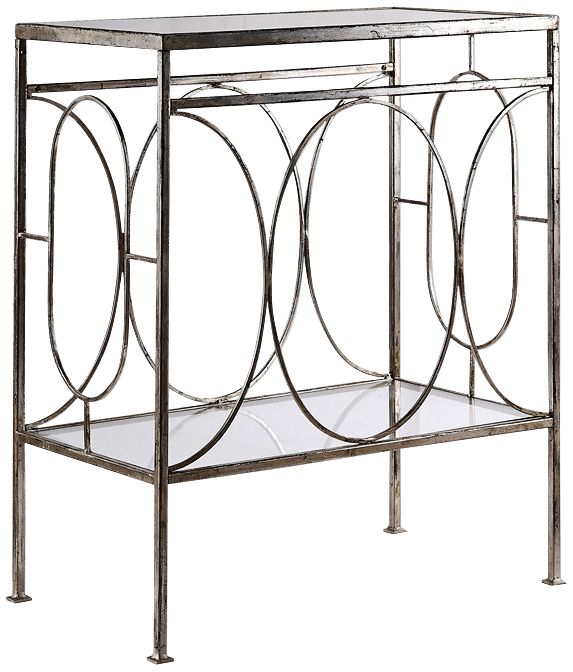 Luano 24" Wide Antique Silver and Glass End Table