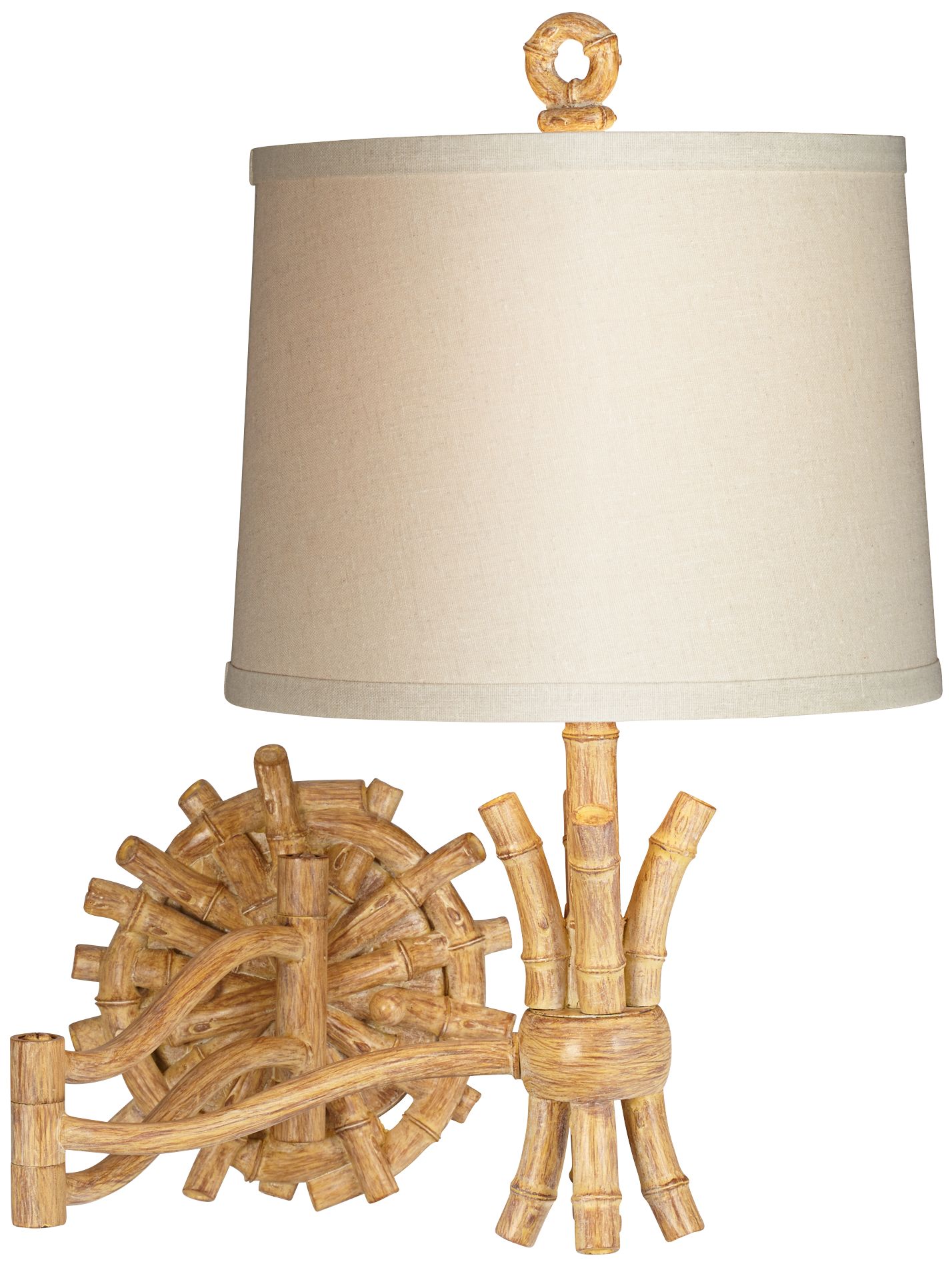 Elegant Bamboo 11" Wide Plug-In Swing Arm Wall Lamp