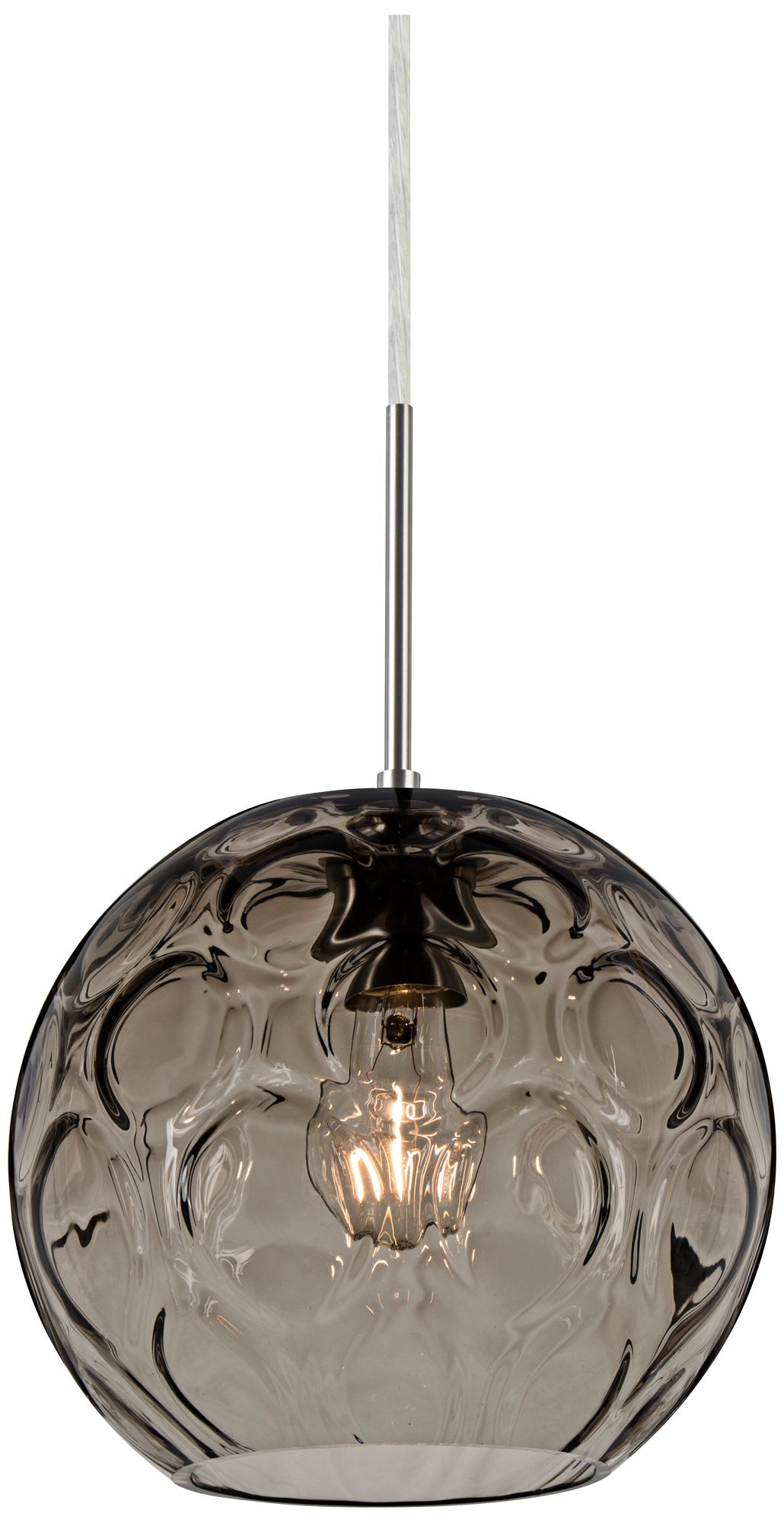 Besa Bombay 9 3/4"W Smoke Glass Satin Nickel Mini Pendant