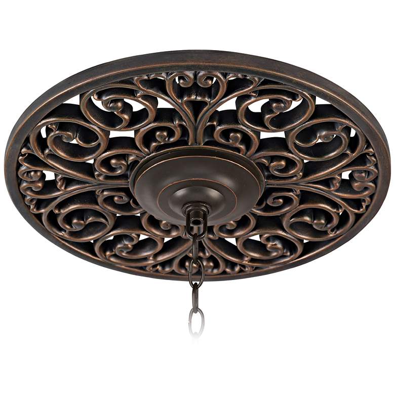 French Scroll 16&quot; Wide Bronze Ceiling Medallion
