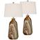 Carlton Swirling Brown Marble Table Lamps Set of 2