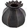 Dupree 6 1/4" High Matte Black Ridged Round Pomegranate Porcelain Vase