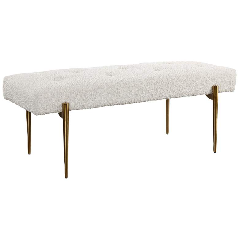 Image 2 Uttermost Olivier White Button-Tufted Accent Bench