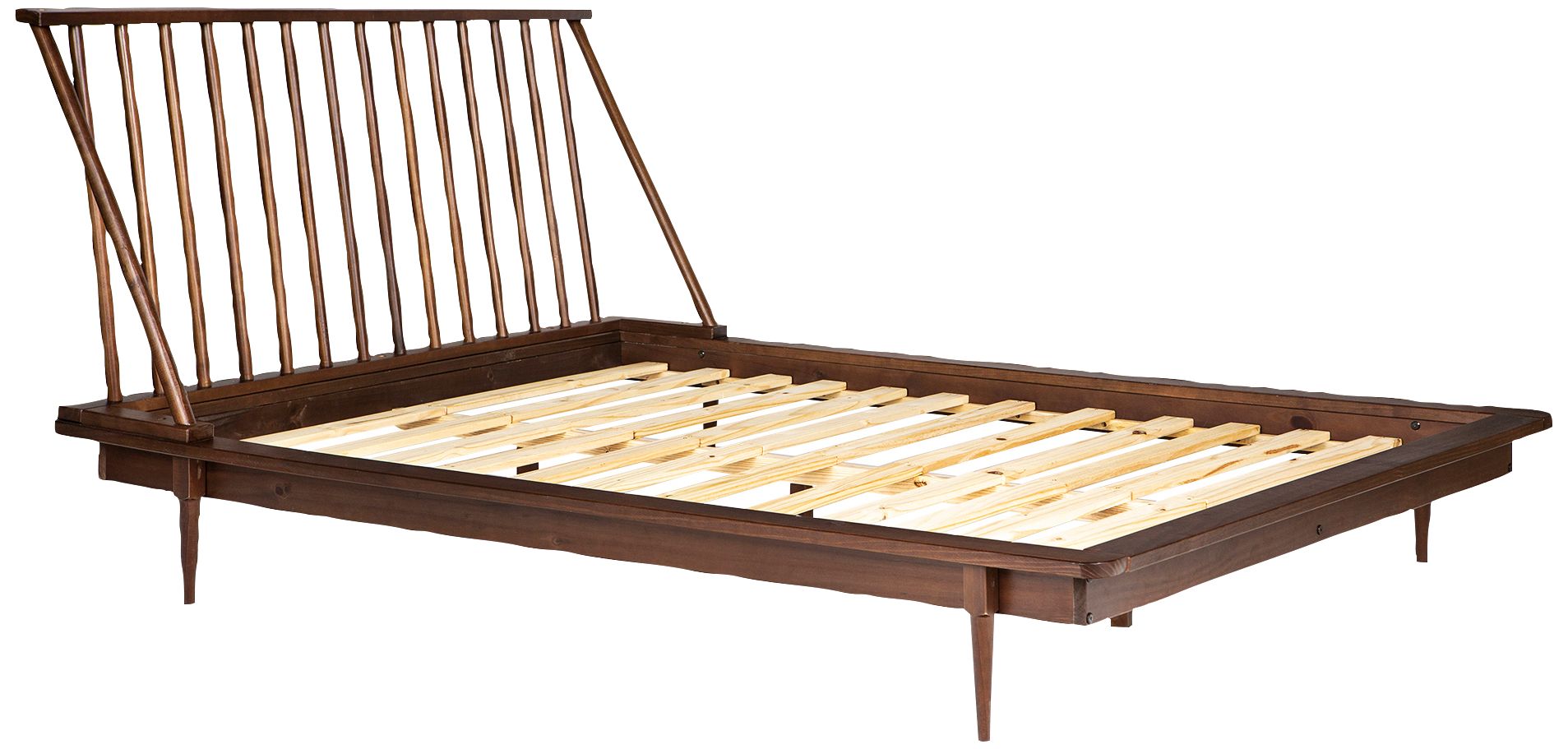 Garrison Walnut Solid Pine Wood Queen Spindle Bed 90N05 Lamps Plus