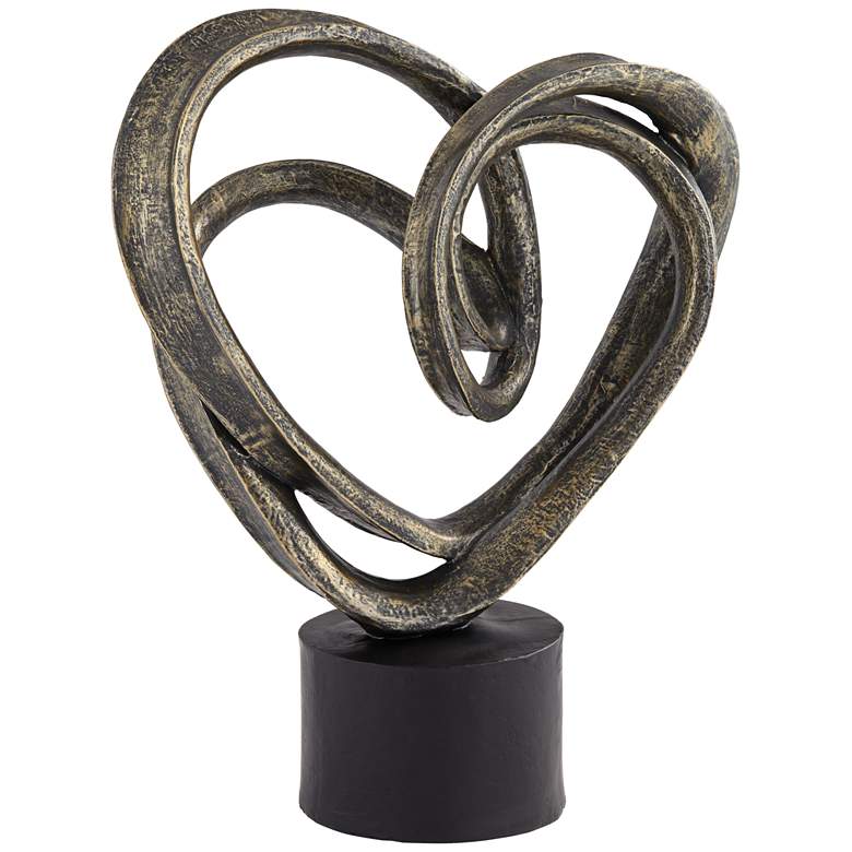 Looping Heart 16 1/2&quot; High Antique Bronze Sculpture