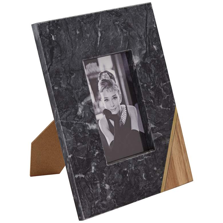 Matte Gray Marble and Wood 7&quot; x 9 1/4&quot; Photo Frame