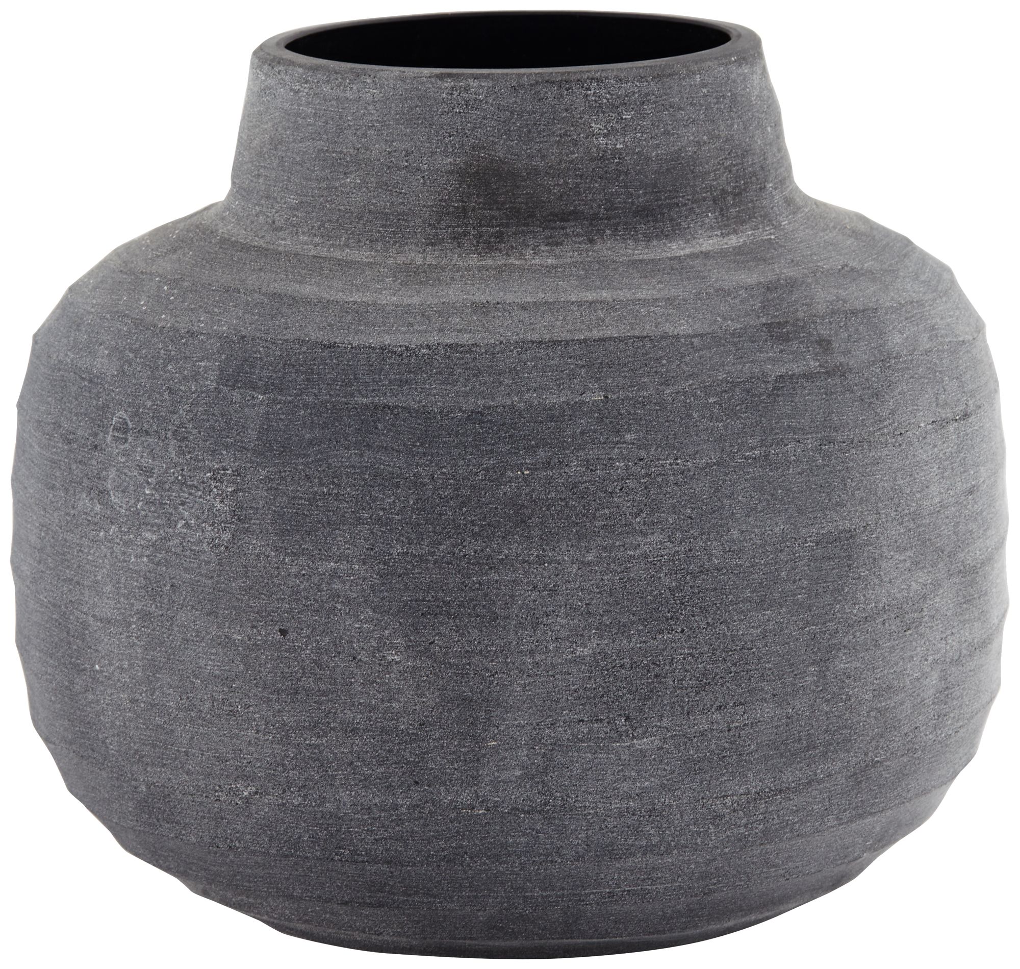 Sorrento 8 1/2" Wide Matte Ribbed Gray Glass Decorative Vase