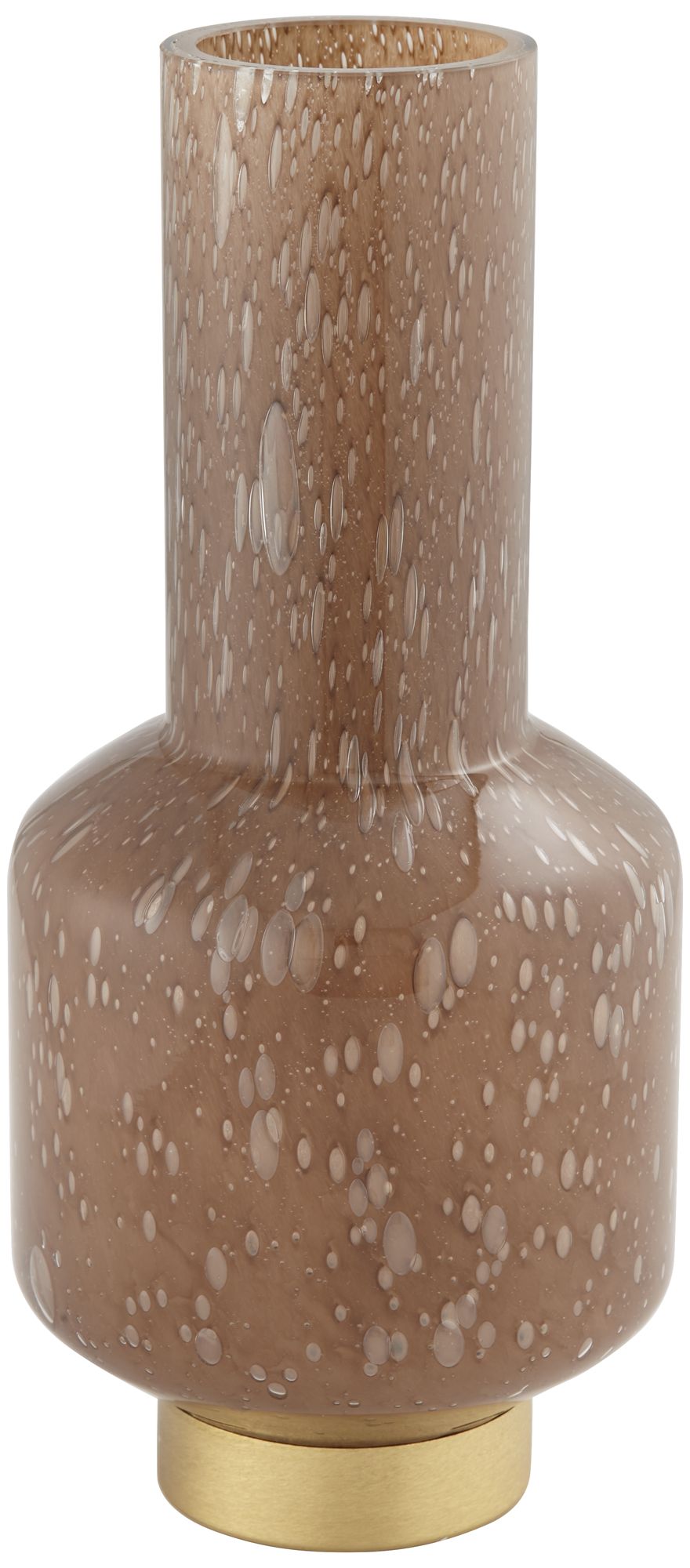 Aralu 12 3/4" High Glossy Brown Bubble Glass Decorative Vase