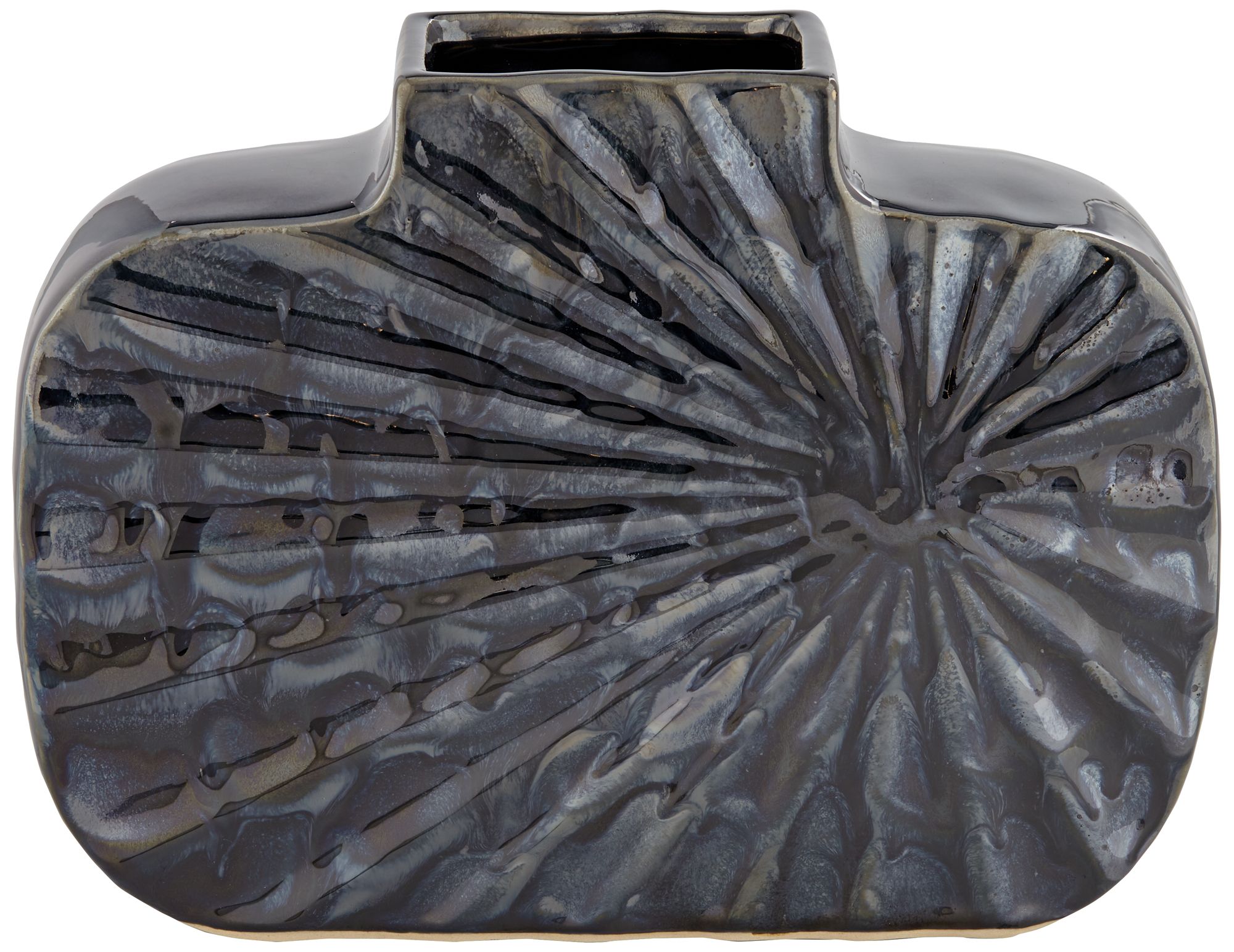 Madden 11 1/4" Wide Shiny Dark Blue Ceramic Decorative Vase