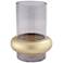 Jaurdi 9" High Clear Brown Glass and Gold Cylinder Vase