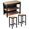 Berinsly Black Natural 3-Piece Kitchen Island and Stool Set