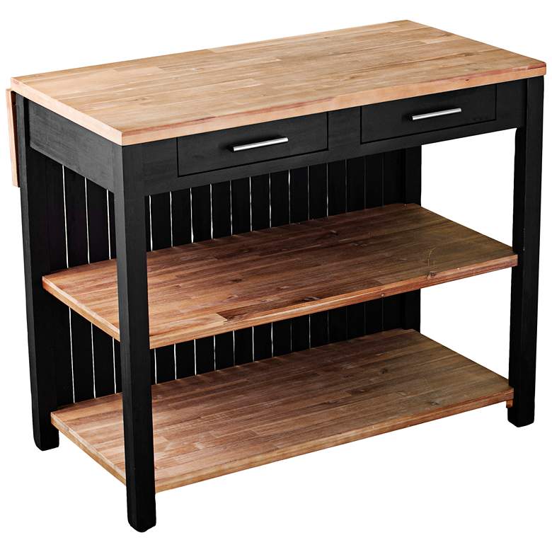 Berinsly 43 1/2&quot;W Black Natural Expandable Kitchen Island
