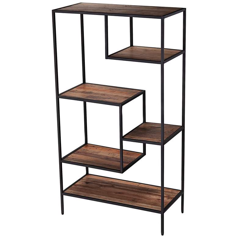 Mathry 31 1/2&quot; Wide Natural and Gray 5-Shelf Etagere