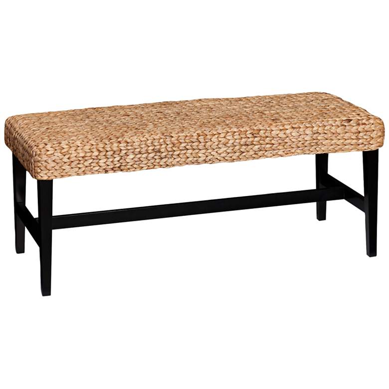 Image 2 Water Hyacinth Woven Natural and Black Coffee Table Bench