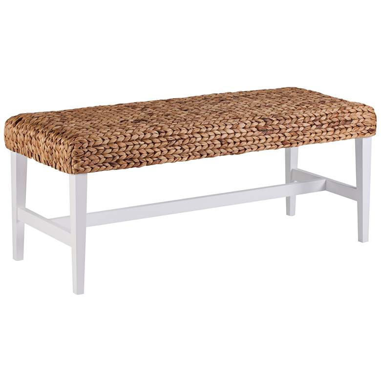 Image 2 Water Hyacinth Woven Natural and White Coffee Table Bench