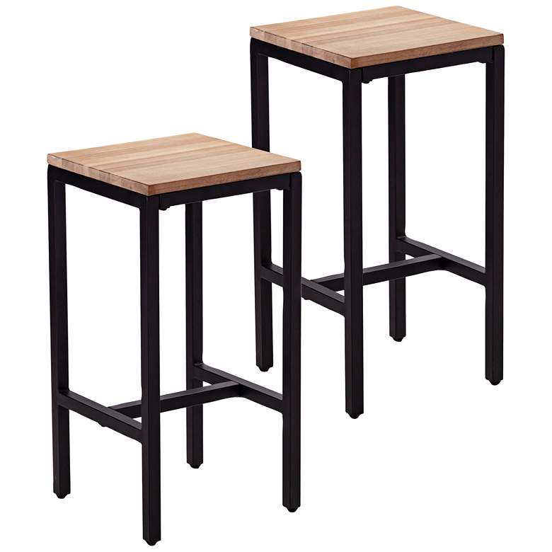 Image 2 Berinsly 26" Black Natural Counter Height Stools Set of 2