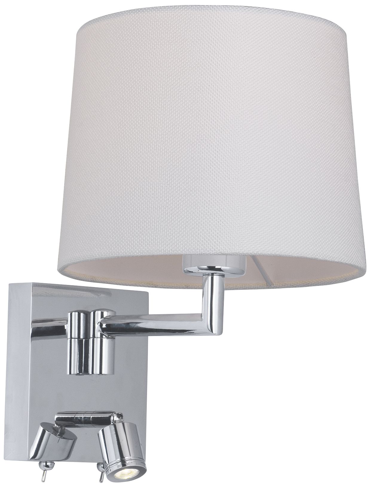 Hotel LED Wall Light in Polished Chrome with Reading Light 90X57