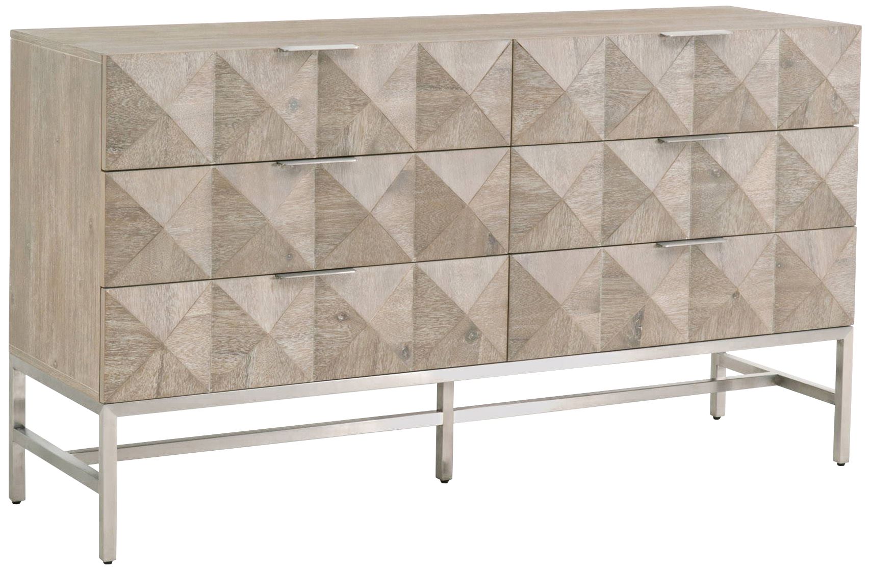 Traditions Atlas 63"W Natural Gray Wood 6-Drawer Dresser