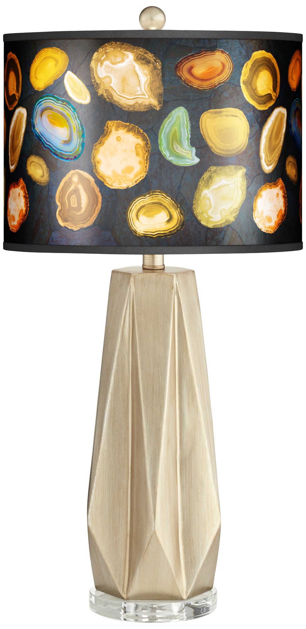 Bravo Agates and Gems Giclee Shade Champagne Table Lamp