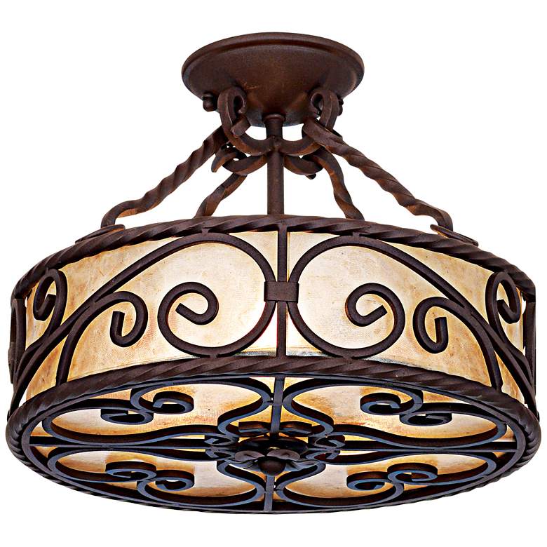Image 2 Natural Mica Collection 15" Wide Iron Ceiling Light Fixture