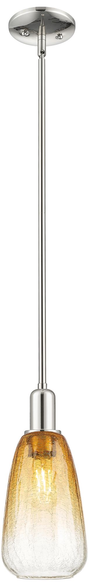 Innovations Lighting Downtown Brookhaven Almond 6"w Nickel Mini Pendant W/ Amber Shade