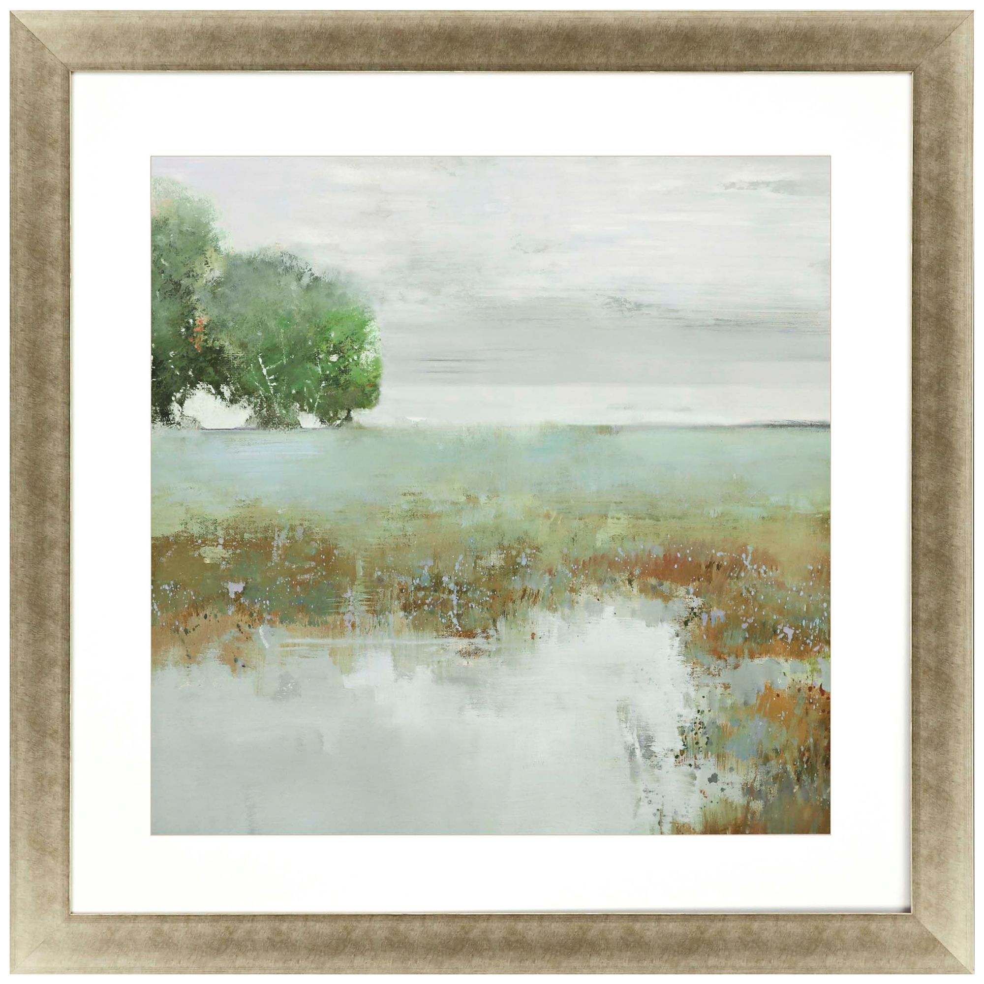 Trees and Creek I 42" Square Framed Giclee Wall Art