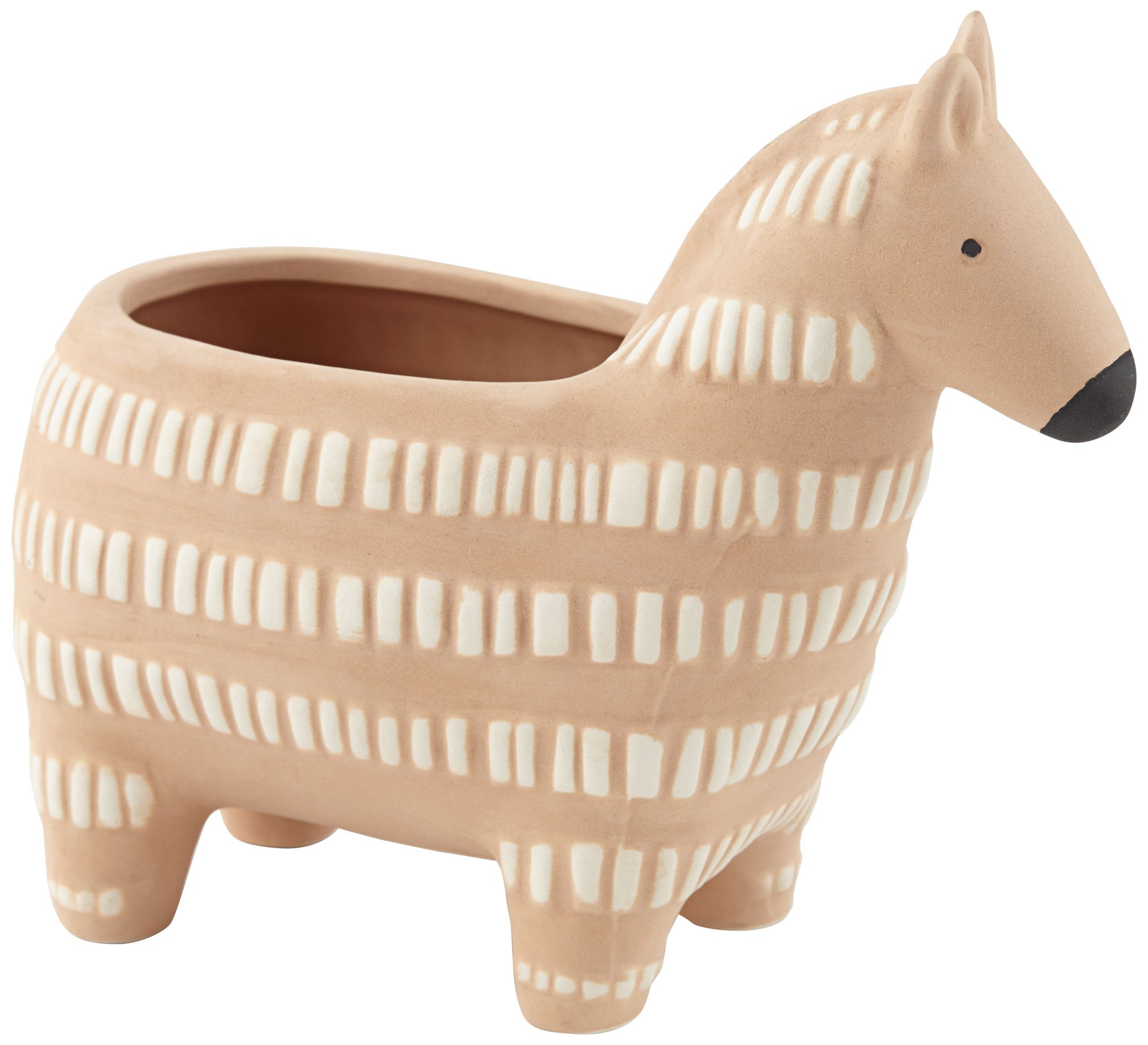 Zebra 7" Wide White and Brown Ceramic Decorative Vase