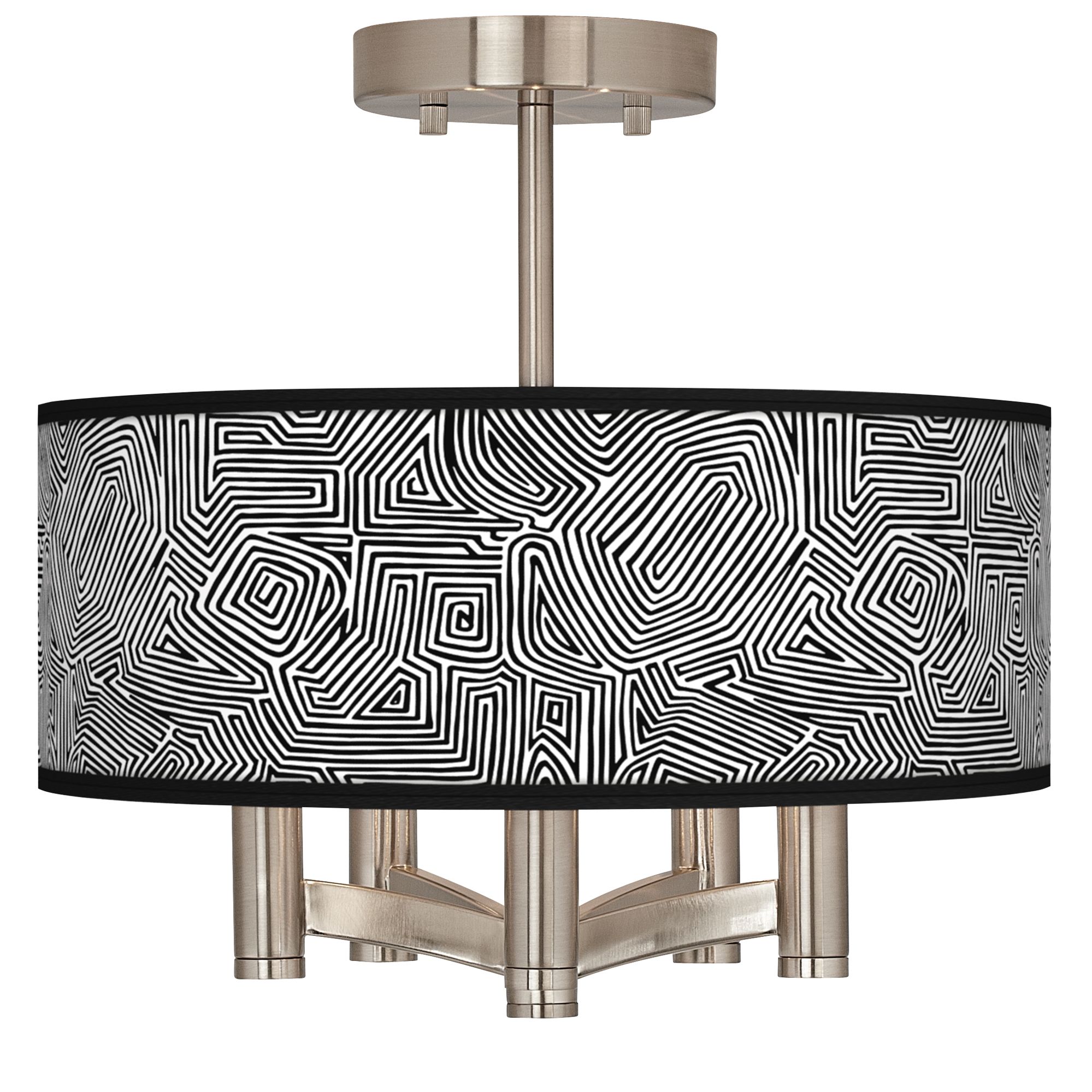 Geometric Maze Ava 5Light Nickel Ceiling Light 91D04 Lamps Plus