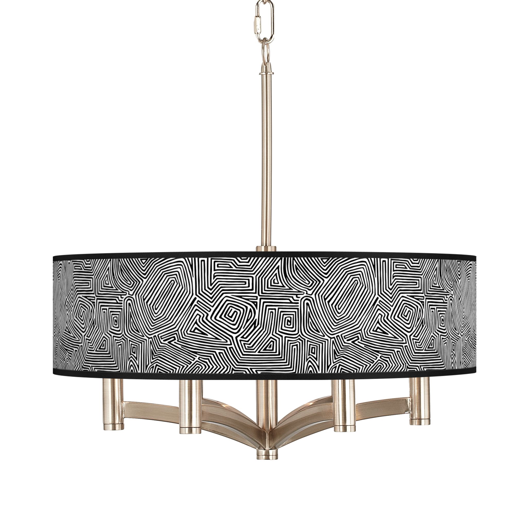 Geometric Maze Ava 6-Light Nickel Pendant Chandelier