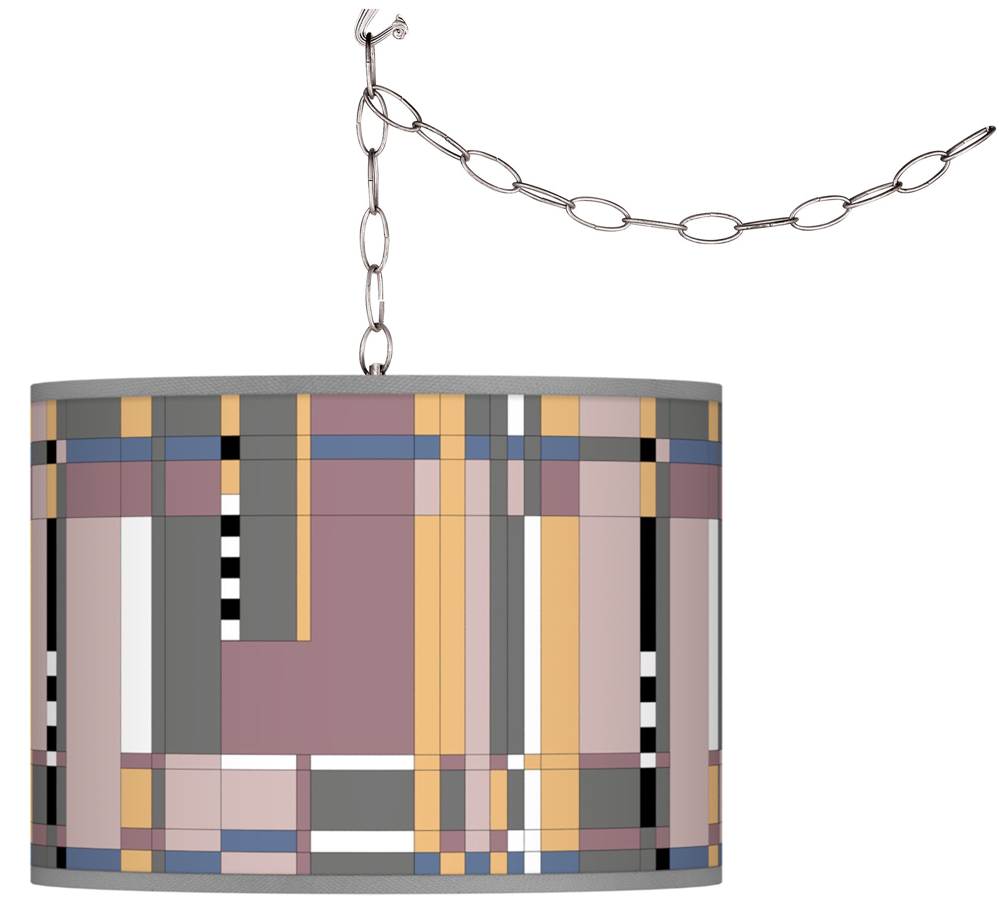 Swag Style Simplicity Giclee Shade Plug-In Chandelier