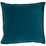 Surya Cotton Velvet Teal 18&quot; Square Decorative Throw Pillow