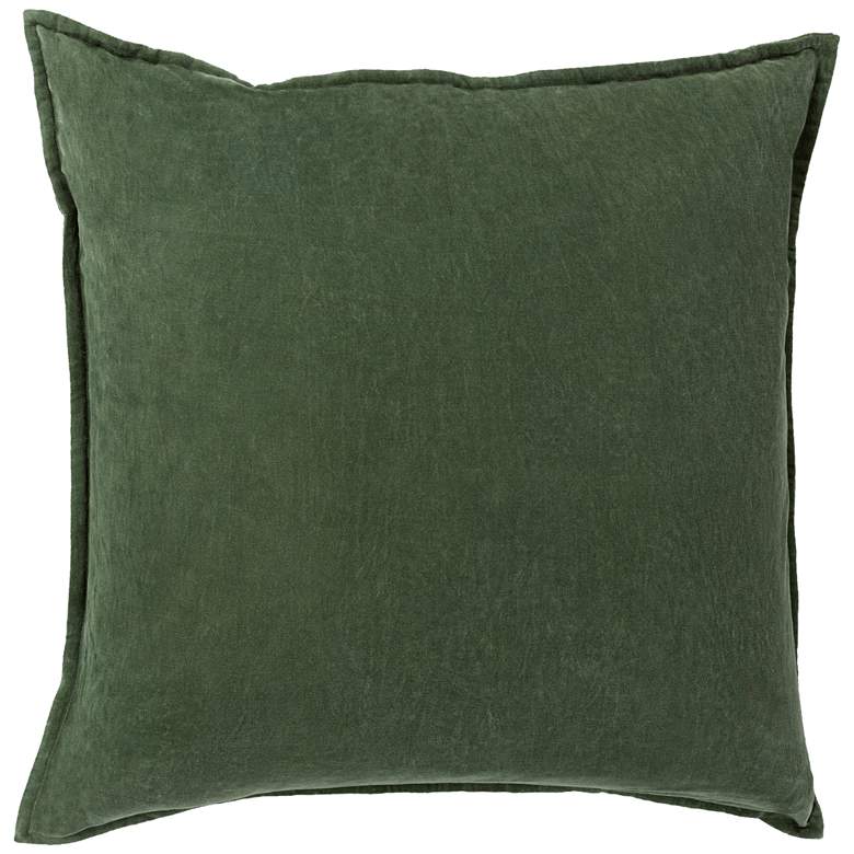 Image 1 Surya Cotton Velvet Dark Green 22" Square Decorative Pillow