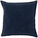 Surya Cotton Velvet Navy 18&quot; Square Decorative Throw Pillow