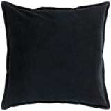 Surya Cotton Velvet Black 18&quot; Square Decorative Throw Pillow