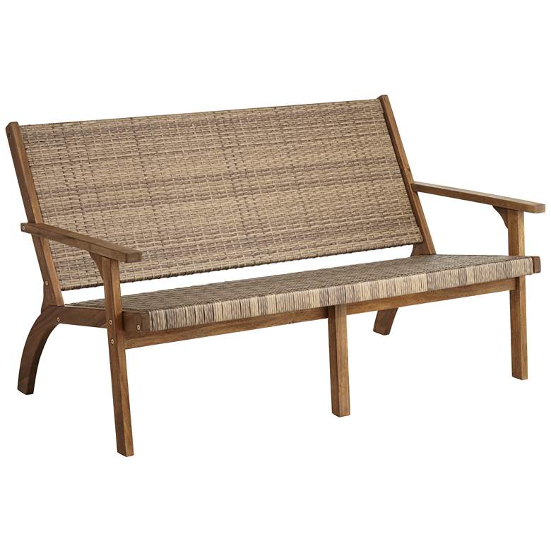 Perry 55 1/4&quot; Wide Natural Wood Outdoor Sofa