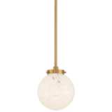 Candida 7&quot; Wide Gold and Crackle Glass Globe Modern Mini-Pendant Light