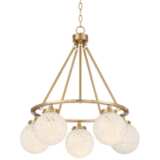 Candida 28&quot;W Warm Gold and Glass Globe 5-Light Chandelier