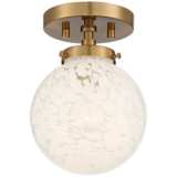 Possini Euro Candida 7&quot; Wide Warm Gold and Glass Globe Ceiling Light