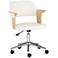 Milano White Fabric and Natural Wood Adjustable Swivel Office Chair
