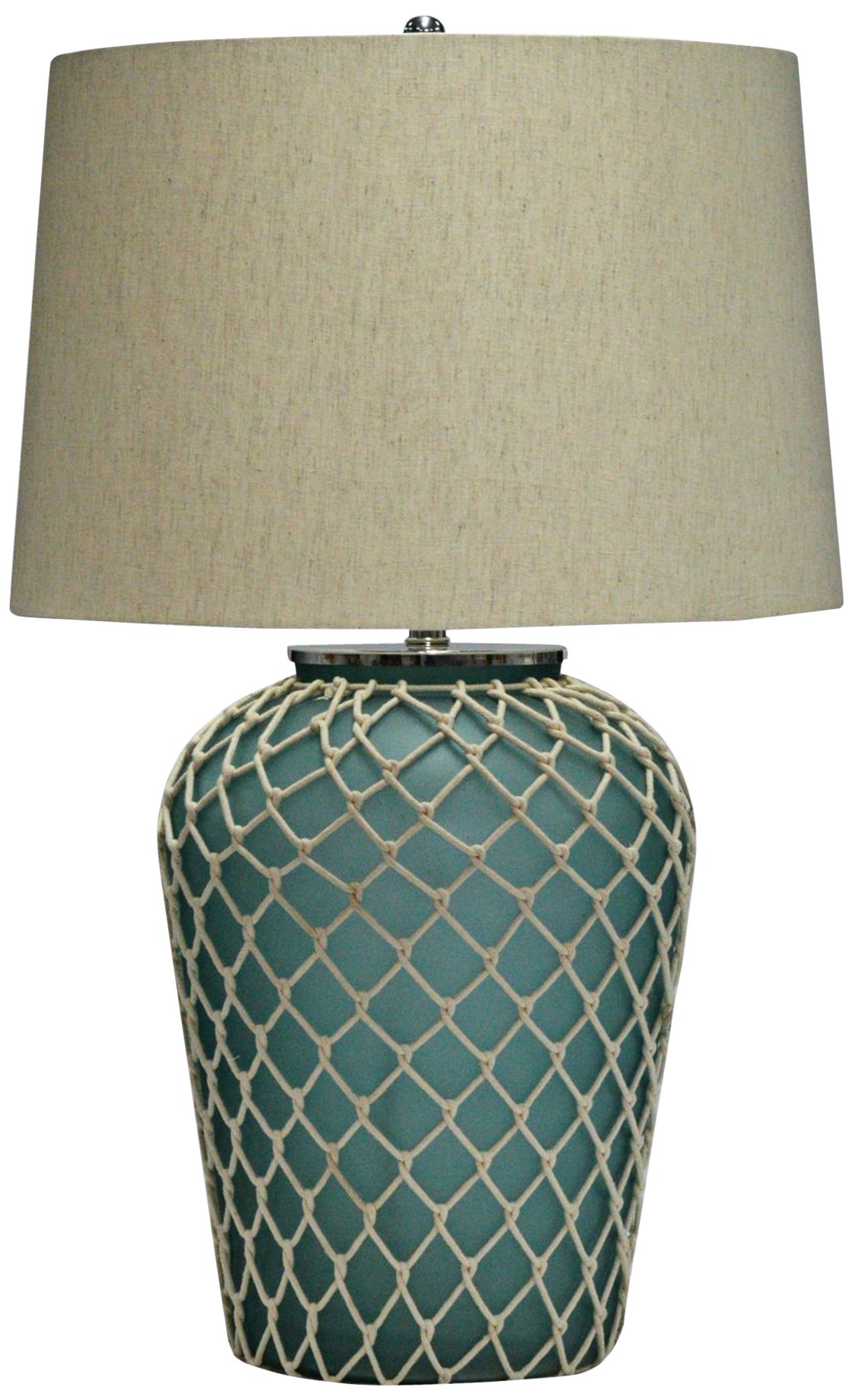 Frazier Rope Wrapped Aqua Glass Accent Table Lamp