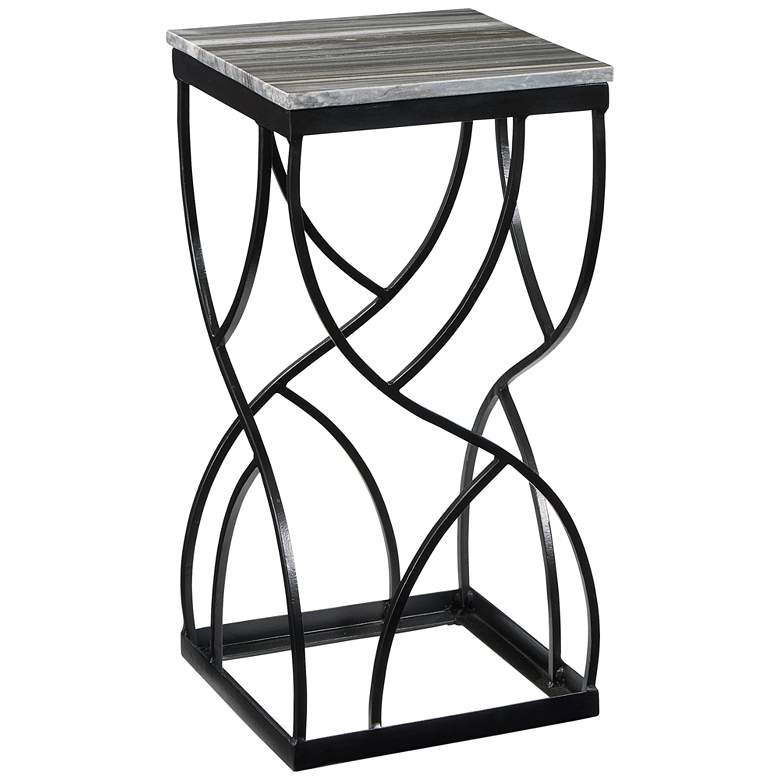 Imogen 12&quot; Wide Gray Stone and Black Powder Accent Table