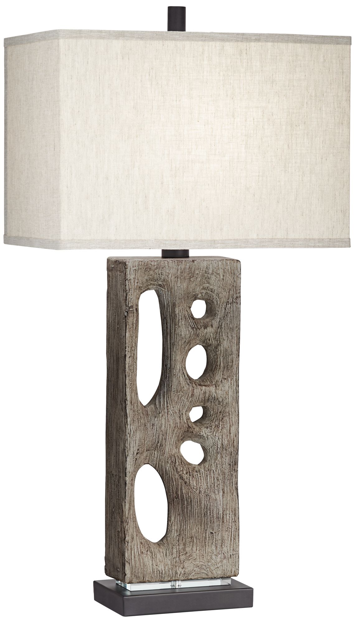 Modern Driftwood Table Lamp in Textured Wood Finish