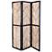 Quilino 53"W Black Natural 3-Panel Woven Room Screen Divider