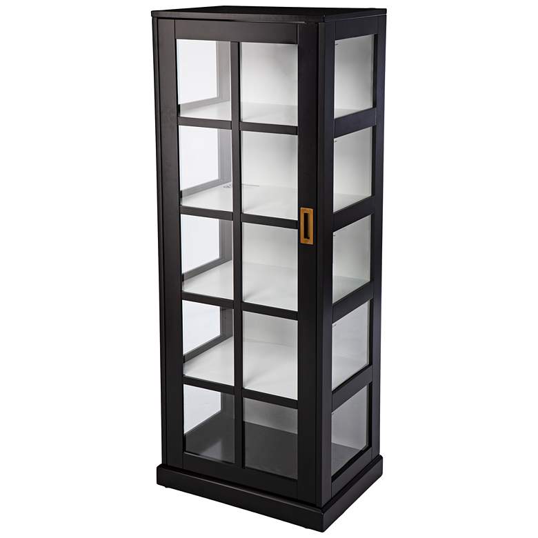 Burland 23 1/4&quot; Wide Black Wood 5-Shelf Curio Cabinet