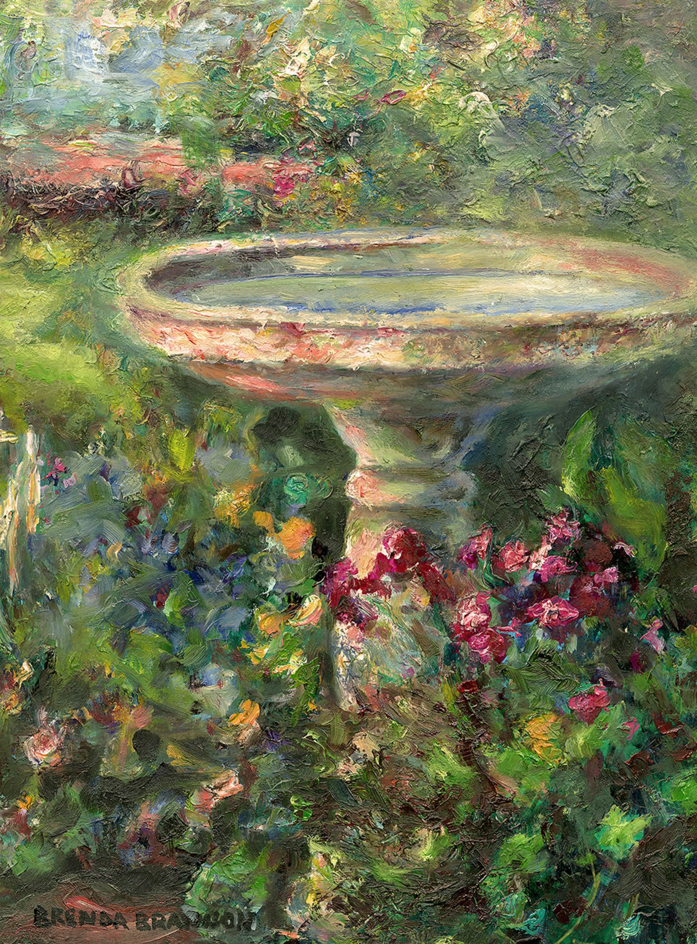 Birdbath 40" High All-Weather Outdoor Canvas Wall Art