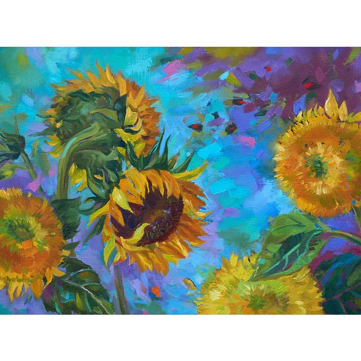 Sunflower On Blue 40 W All Weather Outdoor Canvas Wall Art 91w60 Lamps Plus
